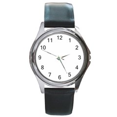 Round Leather Watch (Silver Rim)