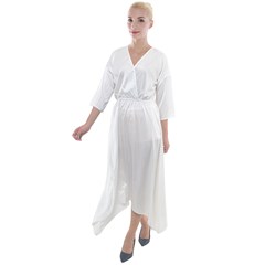 Quarter Sleeve Wrap Front Maxi Dress