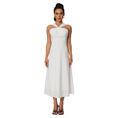 Sleeveless Cross Front Cocktail Midi Chiffon Dress