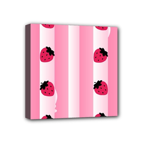 Strawberry Cream Cake Mini Canvas 4  X 4  (stretched)