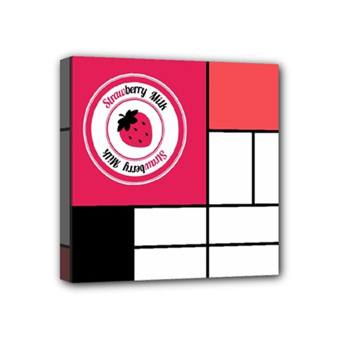 Brand Strawberry Piet Mondrian White 4  X 4  Framed Canvas Print by strawberrymilk