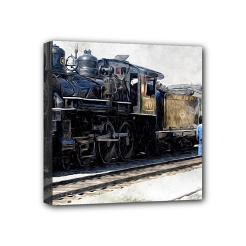 The Steam Train 4  X 4  Framed Canvas Print by AkaBArt