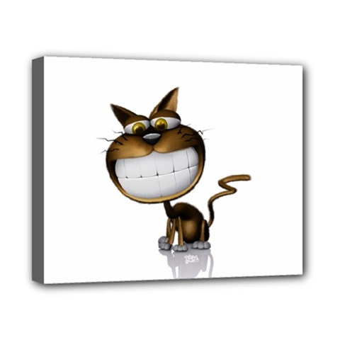 Funny Cat Canvas 10  X 8  (framed)