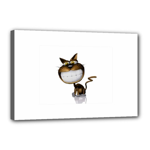 Funny Cat Canvas 18  X 12  (framed) by cutepetshop