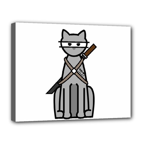 Ninja Cat Canvas 14  X 11  (framed) by cutepetshop