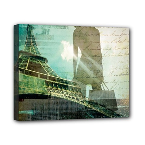 Modern Shopaholic Girl  Paris Eiffel Tower Art  Canvas 10  X 8  (framed)