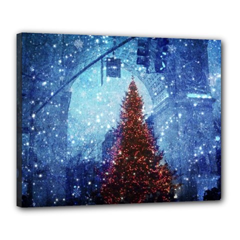 Elegant Winter Snow Flakes Gate Of Victory Paris France Canvas 20  X 16  (framed) by chicelegantboutique