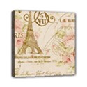 Floral Eiffel Tower Vintage French Paris Art Mini Canvas 6  x 6  (Framed) View1