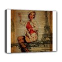  Vintage Newspaper Print Pin Up Girl Paris Eiffel Tower Funny Vintage Retro Nurse  Deluxe Canvas 20  x 16  (Framed) View1