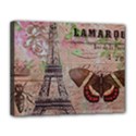 Girly Bee Crown  Butterfly Paris Eiffel Tower Fashion Canvas 14  x 11  (Framed) View1