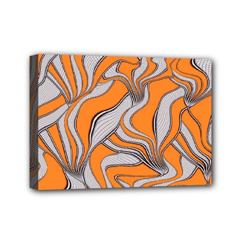 Foolish Movements Swirl Orange Mini Canvas 7  X 5  (framed)