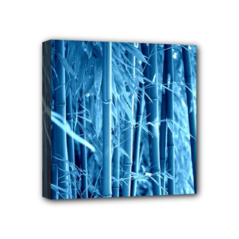 Blue Bamboo Mini Canvas 4  X 4  (framed)