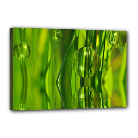 Green Bubbles  Canvas 18  X 12  (framed) by Siebenhuehner