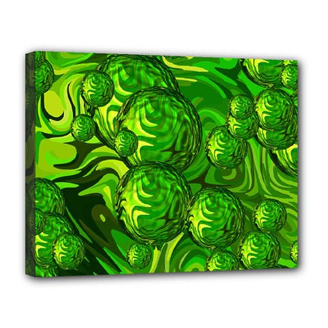 Green Balls  Canvas 14  X 11  (framed) by Siebenhuehner