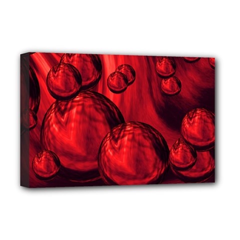 Red Bubbles Deluxe Canvas 18  X 12  (framed) by Siebenhuehner