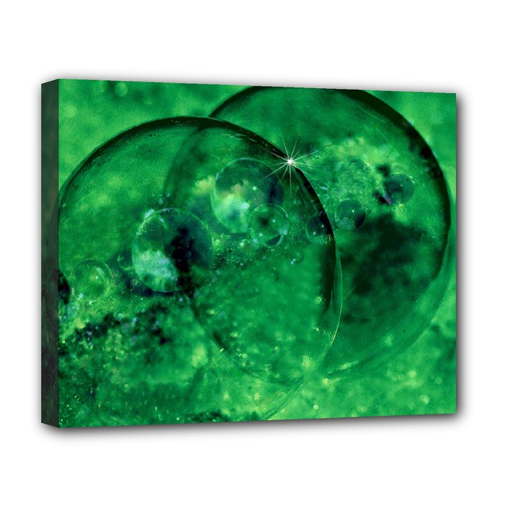 Green Bubbles Deluxe Canvas 20  x 16  (Framed)