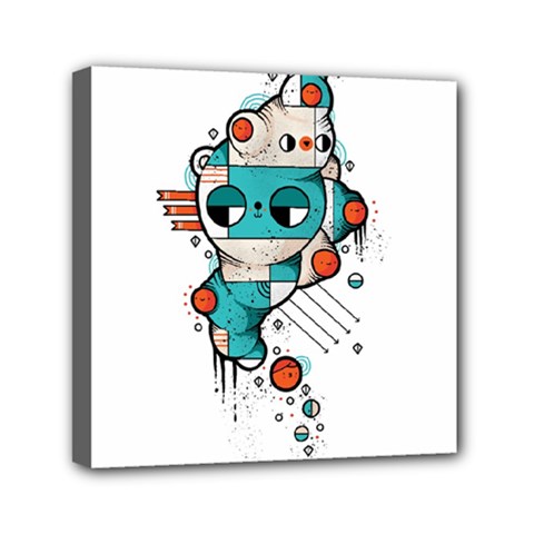 Muscle Cat Mini Canvas 6  X 6  (framed) by Randyotter