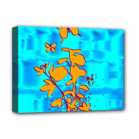 Butterfly Blue Deluxe Canvas 16  X 12  (framed) 