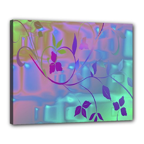 Floral Multicolor Canvas 20  X 16  (framed)