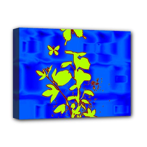 Butterfly Blue/green Deluxe Canvas 16  X 12  (framed) 