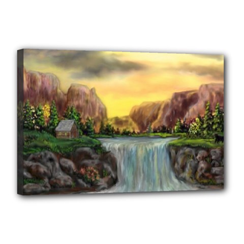 Brentons Waterfall - Ave Hurley - Artrave - Canvas 18  X 12  (framed) by ArtRave2