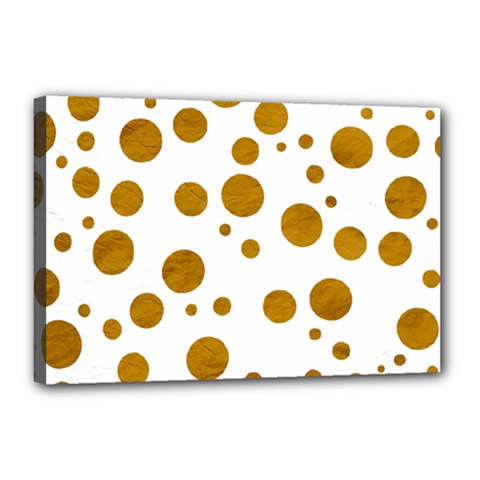 Tan Polka Dots Canvas 18  X 12  (framed)