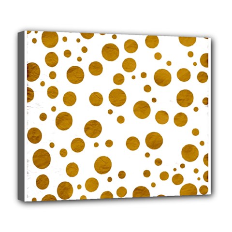 Tan Polka Dots Deluxe Canvas 24  X 20  (framed)