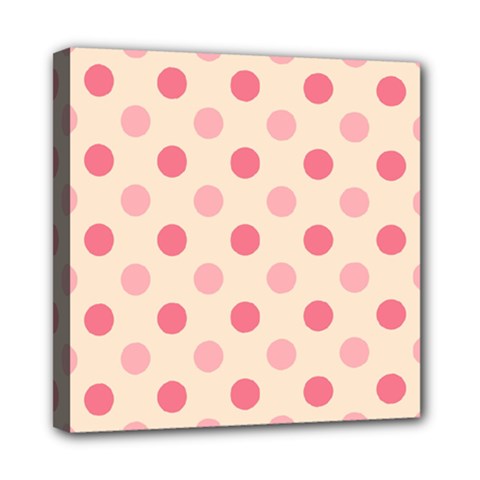 Pale Pink Polka Dots Mini Canvas 8  X 8  (framed)