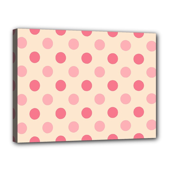 Pale Pink Polka Dots Canvas 16  x 12  (Framed)