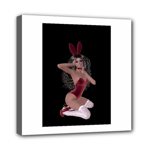 Miss Bunny In Red Lingerie Mini Canvas 8  X 8  (framed) by goldenjackal