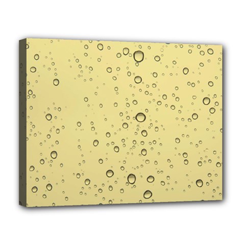 Yellow Water Droplets Canvas 14  X 11  (framed)