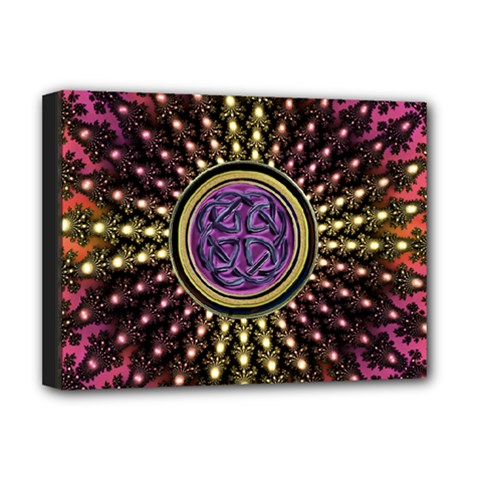 Hot Radiant Fractal Celtic Knot Deluxe Canvas 16  X 12  (stretched) 