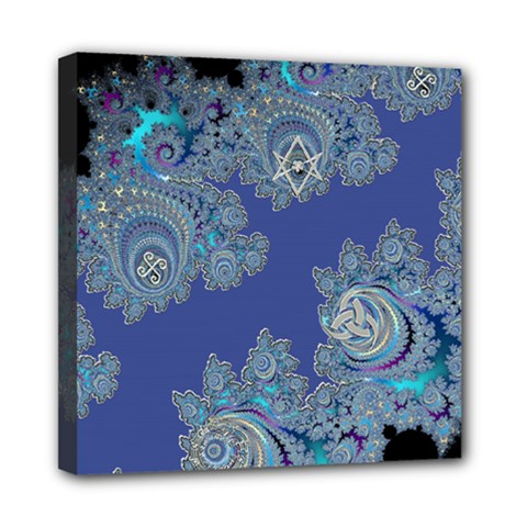 Blue Metallic Celtic Fractal Mini Canvas 8  X 8  (framed)