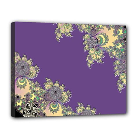 Purple Symbolic Fractal Canvas 14  X 11  (framed)