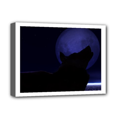 Howling Wolf Deluxe Canvas 16  X 12  (framed)  by crypt