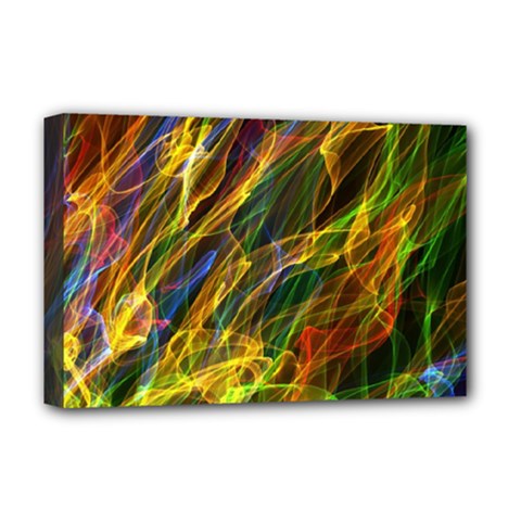 Colourful Flames  Deluxe Canvas 18  X 12  (framed)