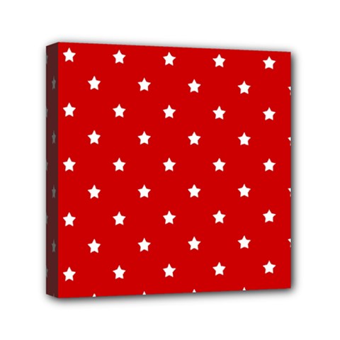 White Stars On Red Mini Canvas 6  X 6  (framed) by StuffOrSomething