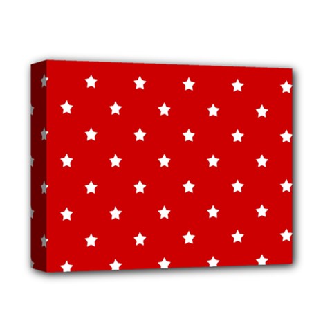 White Stars On Red Deluxe Canvas 14  X 11  (framed)