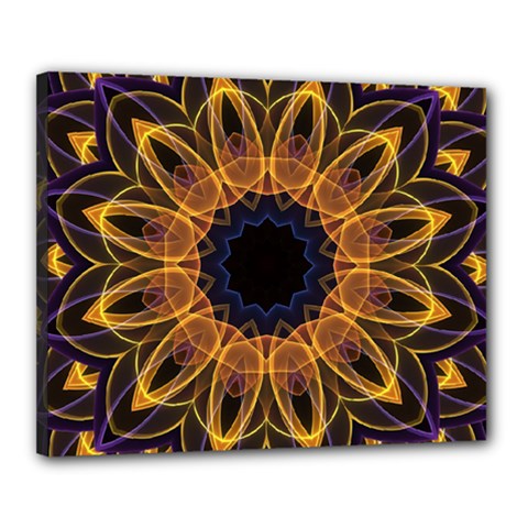 Yellow Purple Lotus Mandala Canvas 20  X 16  (framed)