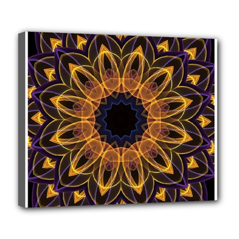 Yellow Purple Lotus Mandala Deluxe Canvas 24  X 20  (framed) by Zandiepants