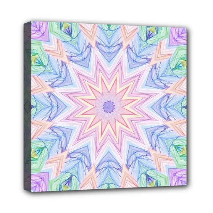 Soft Rainbow Star Mandala Mini Canvas 8  x 8  (Framed)