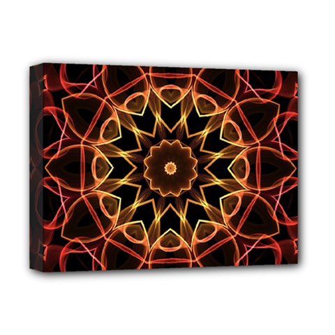 Yellow And Red Mandala Deluxe Canvas 16  X 12  (framed) 