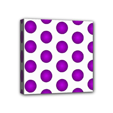 Purple And White Polka Dots Mini Canvas 4  X 4  (framed)