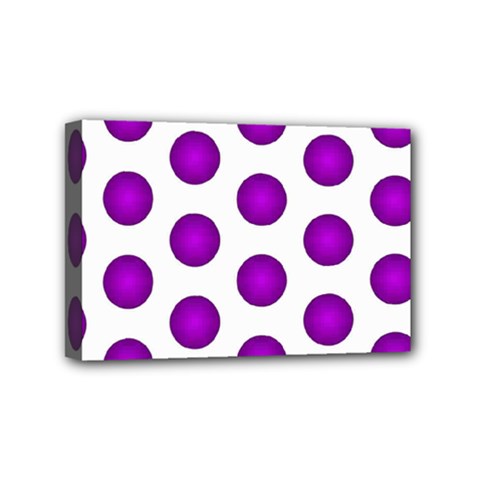 Purple And White Polka Dots Mini Canvas 6  X 4  (framed)