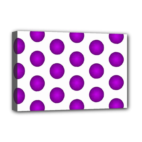 Purple And White Polka Dots Deluxe Canvas 18  X 12  (framed)