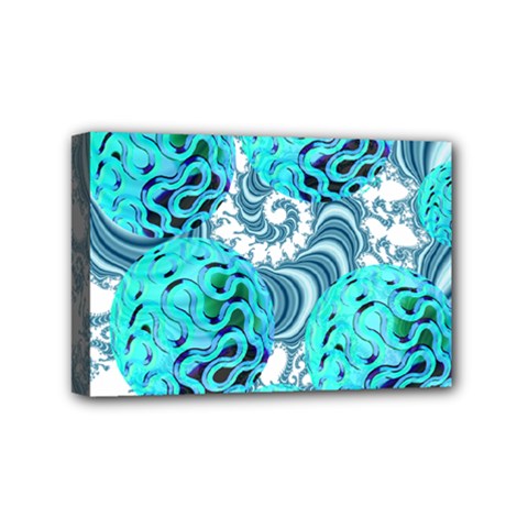 Teal Sea Forest, Abstract Underwater Ocean Mini Canvas 6  X 4  (framed) by DianeClancy