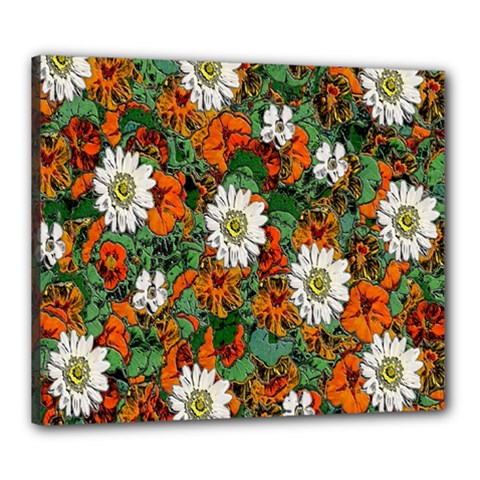 Flowers Canvas 24  X 20  (framed)