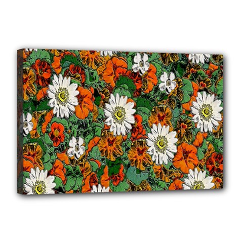 Flowers Canvas 18  X 12  (framed)