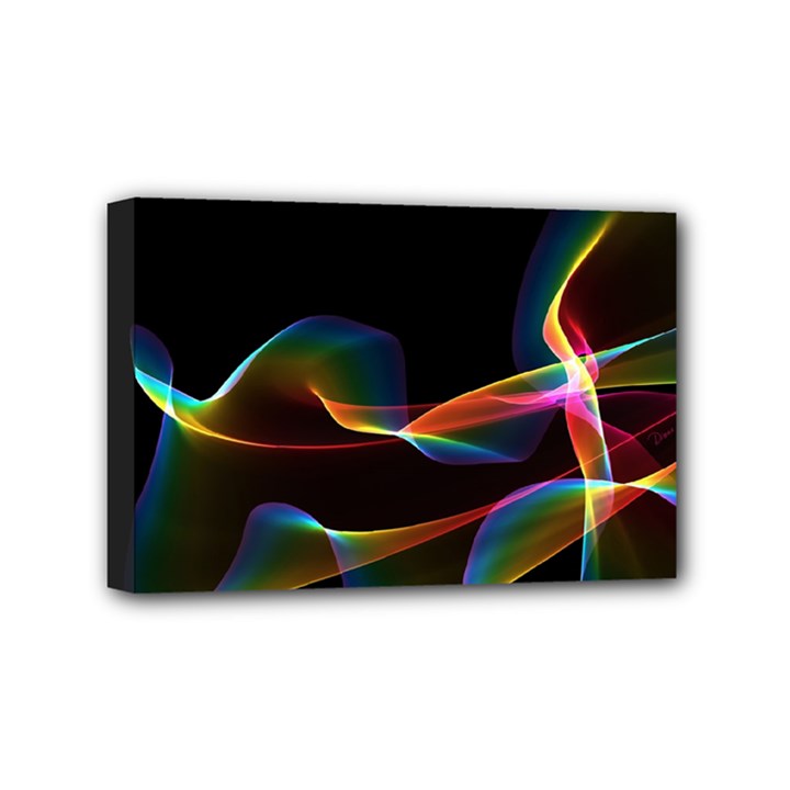 Fluted Cosmic Rafluted Cosmic Rainbow, Abstract Winds Mini Canvas 6  x 4  (Framed)