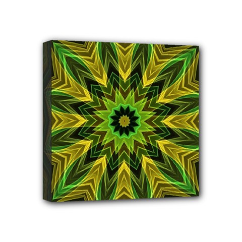 Woven Jungle Leaves Mandala Mini Canvas 4  X 4  (framed)